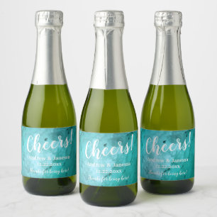 Étiquettes Pour Bouteilles De Vin Mousseux Fête simple élégante moderne Marbre Mariage