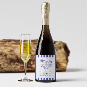 Étiquettes Pour Bouteilles De Vin Mousseux Fille de la campagne sirène dernier toast bleu ent