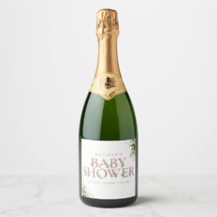 Étiquettes Pour Bouteilles De Vin Mousseux Fille de la verdure rose poussiéreuse Baby Shower