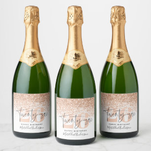 Étiquettes Pour Bouteilles De Vin Mousseux Fille parties scintillant scintille moderne fête d
