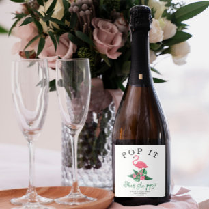 Étiquettes Pour Bouteilles De Vin Mousseux Flamant rose - Faites-la éclater ! Quand elle écla