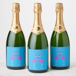 Étiquettes Pour Bouteilles De Vin Mousseux Flamants roses lesbiennes de Noël Flamant rose Bel