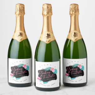Étiquettes Pour Bouteilles De Vin Mousseux Flamingo Enterrement de Vie de Jeune Fille Rassemb