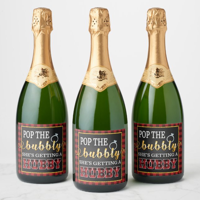 Étiquettes Pour Bouteilles De Vin Mousseux Flannel Pop the Bubbly She's Getting a Hubby (Bouteilles)