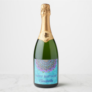 Étiquettes Pour Bouteilles De Vin Mousseux Fleur de Vie - Mandala de style indien 2