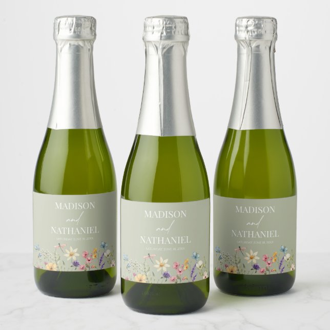 Étiquettes Pour Bouteilles De Vin Mousseux Fleur sauvage Fleur Fleur Flore Jardin Mariage (Bouteilles)