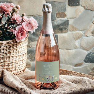 Étiquettes Pour Bouteilles De Vin Mousseux Fleur sauvage Fleur Fleur Flore Jardin Mariage
