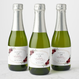 Étiquettes Pour Bouteilles De Vin Mousseux Fleurs de Bourgogne, Fleurs Rouges, Bohème, Annive