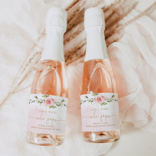 Étiquettes Pour Bouteilles De Vin Mousseux Fleurs de couleur rose poudré eucalyptus faire écl