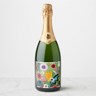 Étiquettes Pour Bouteilles De Vin Mousseux Fleurs florales PNG