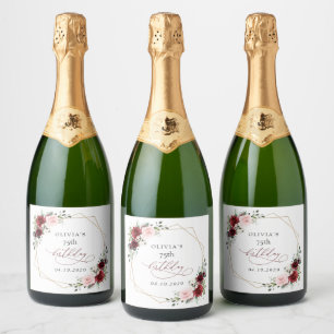 Étiquettes Pour Bouteilles De Vin Mousseux Fleurs rouges de Bourgogne, Fleurs roses, Annivers