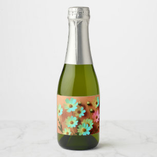 Étiquettes Pour Bouteilles De Vin Mousseux Fleurs Zinnia Elegans