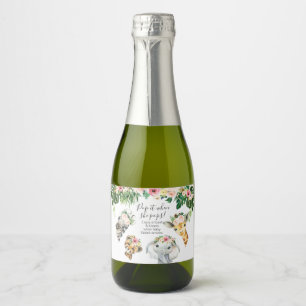 Étiquettes Pour Bouteilles De Vin Mousseux Floral Folial Safari Baby shower Pop It