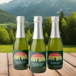 Étiquettes Pour Bouteilles De Vin Mousseux Forêt Coucher Personnalisé Famille Réunion Mini