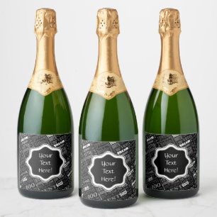 Étiquettes Pour Bouteilles De Vin Mousseux Fun 100e fête d'anniversaire Monogramme personnali