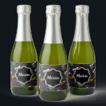 Étiquettes Pour Bouteilles De Vin Mousseux Fun 70th Birthday Party monogram<br><div class="desc">Typographie thème 70ème anniversaire décoration et cadeaux. Le texte comprend féroce et fab à 70. fabuleux à 70, fête extraordinaire 70e anniversaire, extra spécial 70e anniversaire, heureux 70e anniversaire, rocking 70e anniversaire, beau à 70, et extraordinaire 70e anniversaire. Texte coloré clair en jaune, rose, violet, bleu, vert et rouge. Idées...</div>