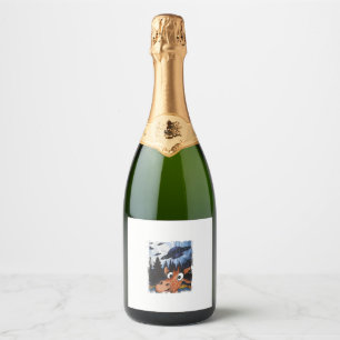 Étiquettes Pour Bouteilles De Vin Mousseux Funny Giraffe UFO Zoo animal Weird meme Graphisme