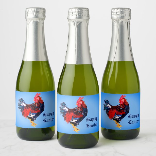 Étiquettes Pour Bouteilles De Vin Mousseux gallinacé mâle, coq Personnalisé (Bouteilles)