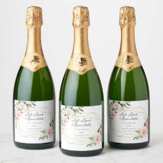 Étiquettes Pour Bouteilles De Vin Mousseux Géométrique Laisser l'amour Sparkle Étiquettes de