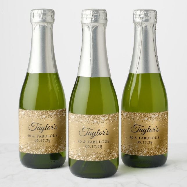 Étiquettes Pour Bouteilles De Vin Mousseux Glittery Gold Foil 40 & Fabuleux (Bouteilles)