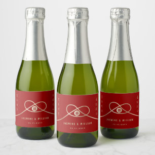 Étiquettes Pour Bouteilles De Vin Mousseux Gold Knot Union Double Bonheur Mariage chinois