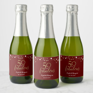 Étiquettes Pour Bouteilles De Vin Mousseux Gold Red Personnalisé 50 et Fabuleux Sparkling Wi