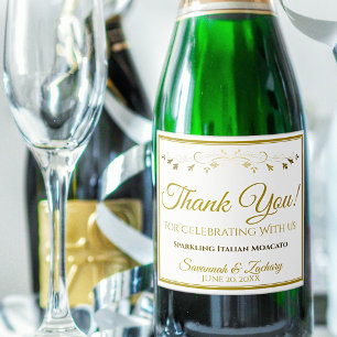 Étiquettes Pour Bouteilles De Vin Mousseux Gold Wedding Sparkling Wine Bottle Label Thank You