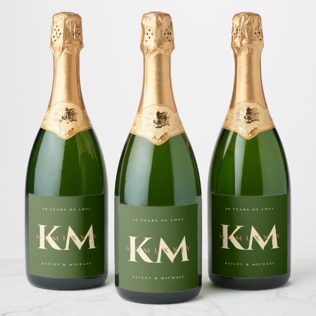 Étiquettes Pour Bouteilles De Vin Mousseux Golden moderne 50e anniversaire Mariage Roman Gree (Bouteilles)