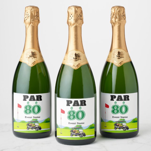 Étiquettes Pour Bouteilles De Vin Mousseux Golf Party 80e anniversaire (Bouteilles)