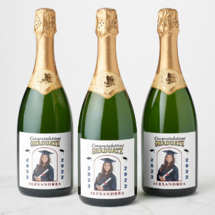 Étiquettes Pour Bouteilles De Vin Mousseux Graduate Photo Graduation Félicitations sur mesur