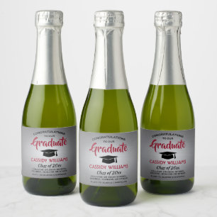 Étiquettes Pour Bouteilles De Vin Mousseux Graduation brossé gris rouge et noir mini fraction
