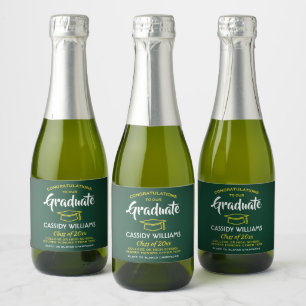 Étiquettes Pour Bouteilles De Vin Mousseux Graduation Félicitations Vert Or Jaune Mini Fracti