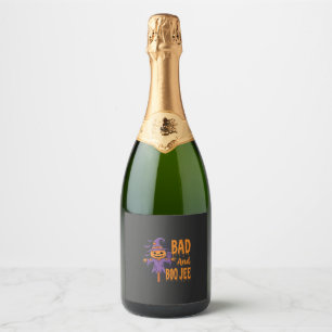 Étiquettes Pour Bouteilles De Vin Mousseux Graphisme d'épouvantail Halloween Bad And Boo Jee
