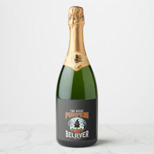 Étiquettes Pour Bouteilles De Vin Mousseux Graphisme Halloween Citrouille Croyante