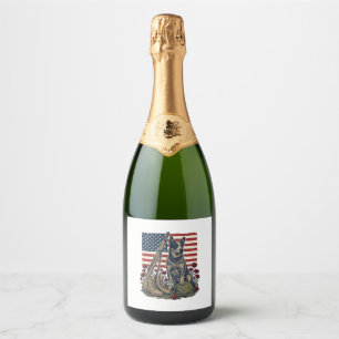 Étiquettes Pour Bouteilles De Vin Mousseux Gravure vintage commémorative patriotique Blue Hee