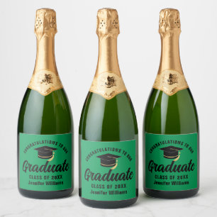 Étiquettes Pour Bouteilles De Vin Mousseux Green Black Graduate Custom Graduate Party