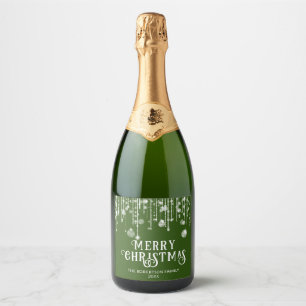 Étiquettes Pour Bouteilles De Vin Mousseux Guirlande de lumières vertes pour la fête de Noël