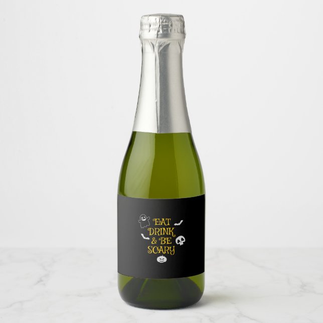 Étiquettes Pour Bouteilles De Vin Mousseux Halloween (Devant)