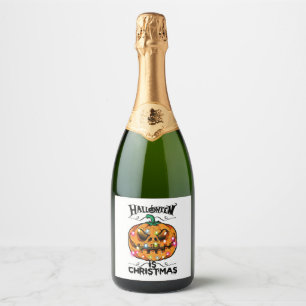 Étiquettes Pour Bouteilles De Vin Mousseux Halloween est Noël