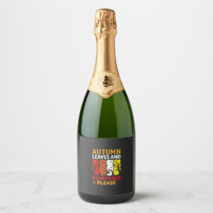 Étiquettes Pour Bouteilles De Vin Mousseux Halloween Feuilles d'Automne et Citrouilles Design