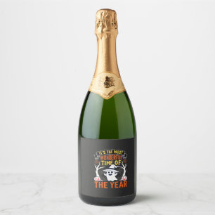 Étiquettes Pour Bouteilles De Vin Mousseux Halloween Merveilleux Moment Fantôme et Citrouille