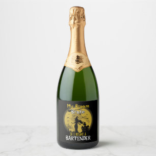 Étiquettes Pour Bouteilles De Vin Mousseux Halloween sorcière barman