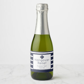 Étiquettes Pour Bouteilles De Vin Mousseux Hangover Relief Navy et White