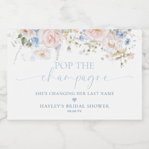 Étiquettes Pour Bouteilles De Vin Mousseux Hargrove Fleurs Bleues Pop Le Champagne Enterremen