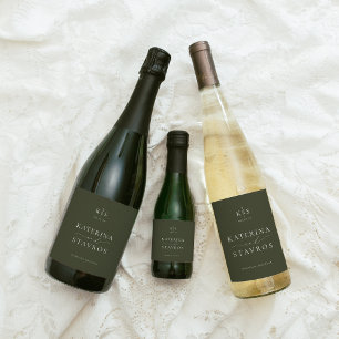 Étiquettes Pour Bouteilles De Vin Mousseux HARMONIE Mariage vert olive