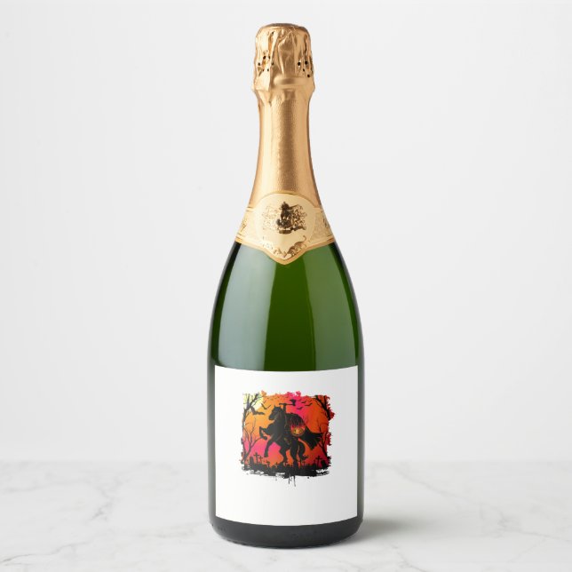 Étiquettes Pour Bouteilles De Vin Mousseux Headless Horseman Shirt Urban Legend Halloween Pum (Devant)