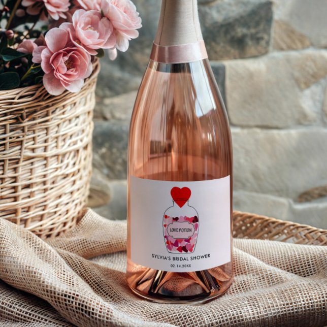 Étiquettes Pour Bouteilles De Vin Mousseux Heureuse Sainte-Valentin Love Potion Personnalisé (Créateur téléchargé)