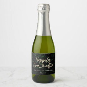 Étiquettes Pour Bouteilles De Vin Mousseux Heureux après la fête de mariage moderne feuillage