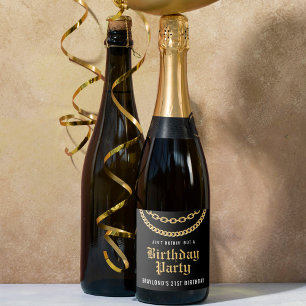 Étiquettes Pour Bouteilles De Vin Mousseux Hip hop Gold Cubain Lien Chaîne Anniversaire