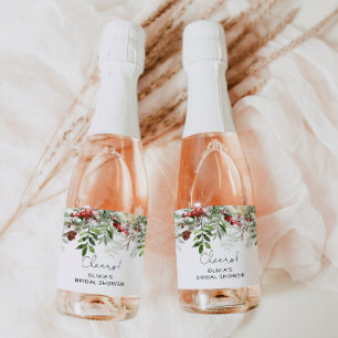 Étiquettes Pour Bouteilles De Vin Mousseux Hiver à feuillage persistant nuptiale douche Spark